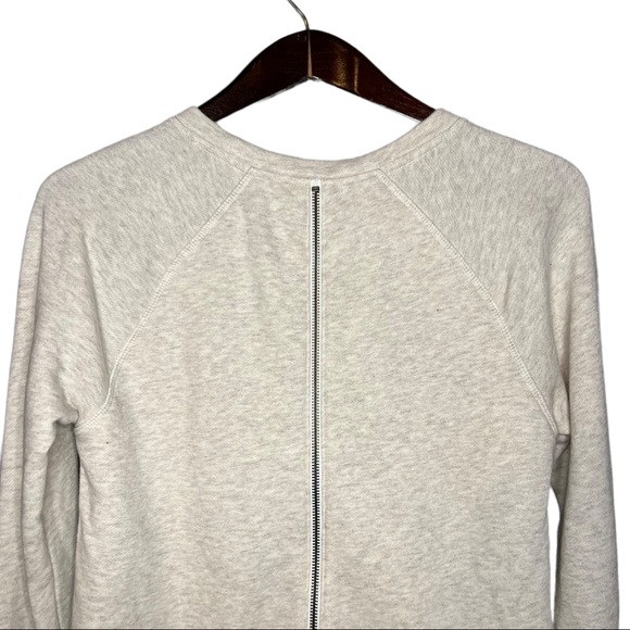Athleta Heather Cream and White Roamer Zip Back Layered Sweatshirt XS - Picture 6 of 11